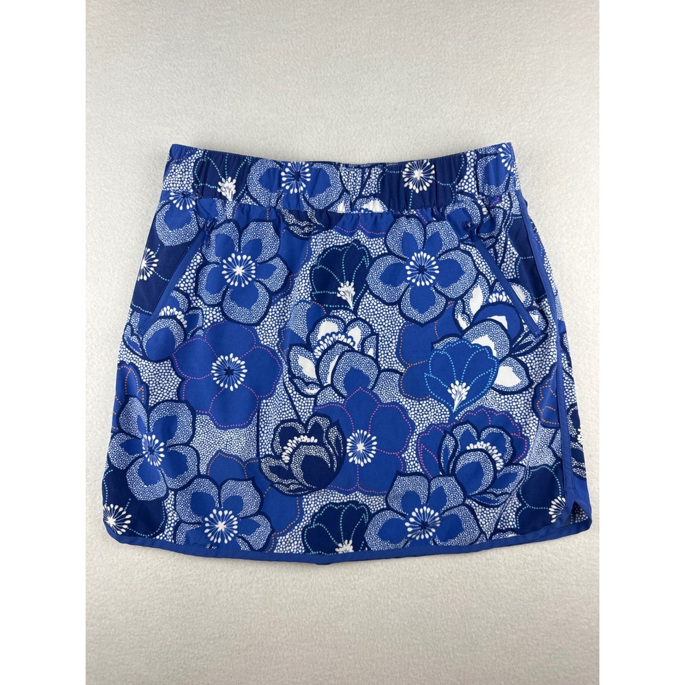 T by Talbots Womens Blue Floral Active Skort Size M Pockets Elastic Waist JO3069